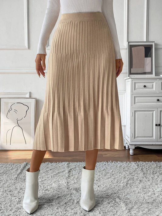 SOLID COLOR PLEATED SKIRT WITH PLEATED SKIRT