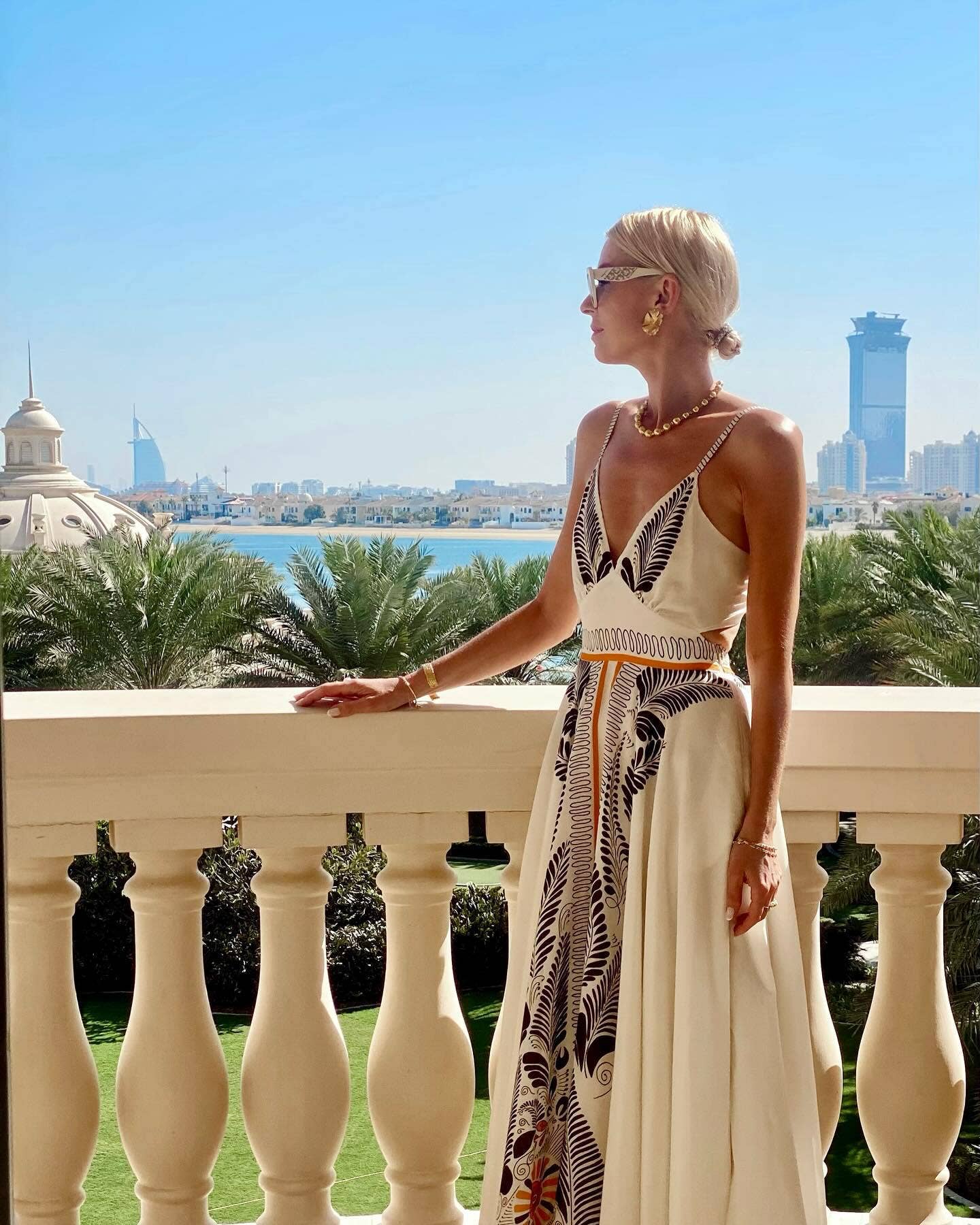 Printed off-the-neck,low-cut sexy halter dress