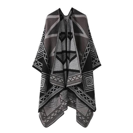 CAPE DARK DOUBLE-SIDED WARM OUTER WEAR THICK SHAWL_CWASC2122