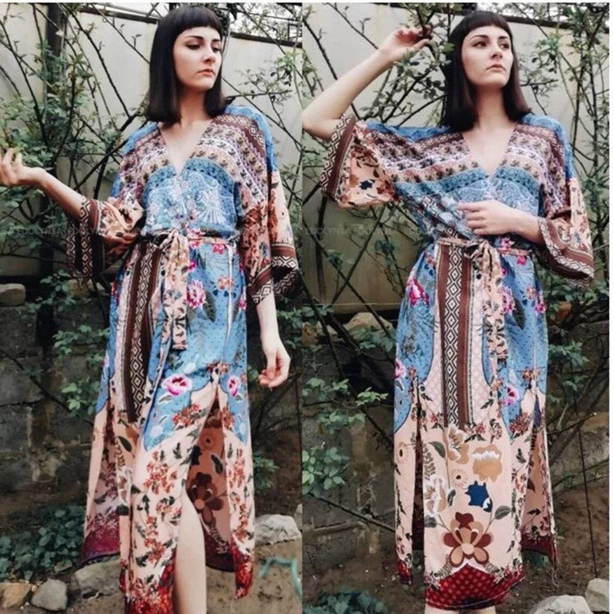 Rayon Floral Bikini Cover-Up Beach Cardigan_CWMM6307