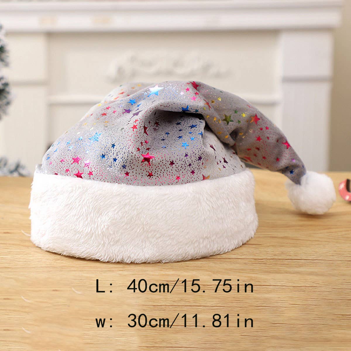 CWAH04584_RED SANTA HAT WITH GOLD STARS FOR CHRISTMAS PARTY