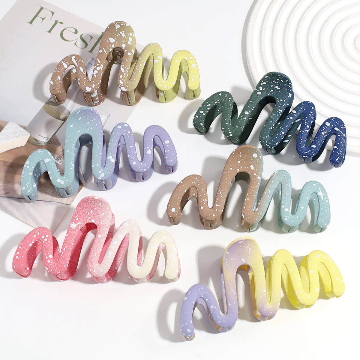 Fashion Gradient Ink-Wave Hair Claw Commuter Clip_CWAHA2205