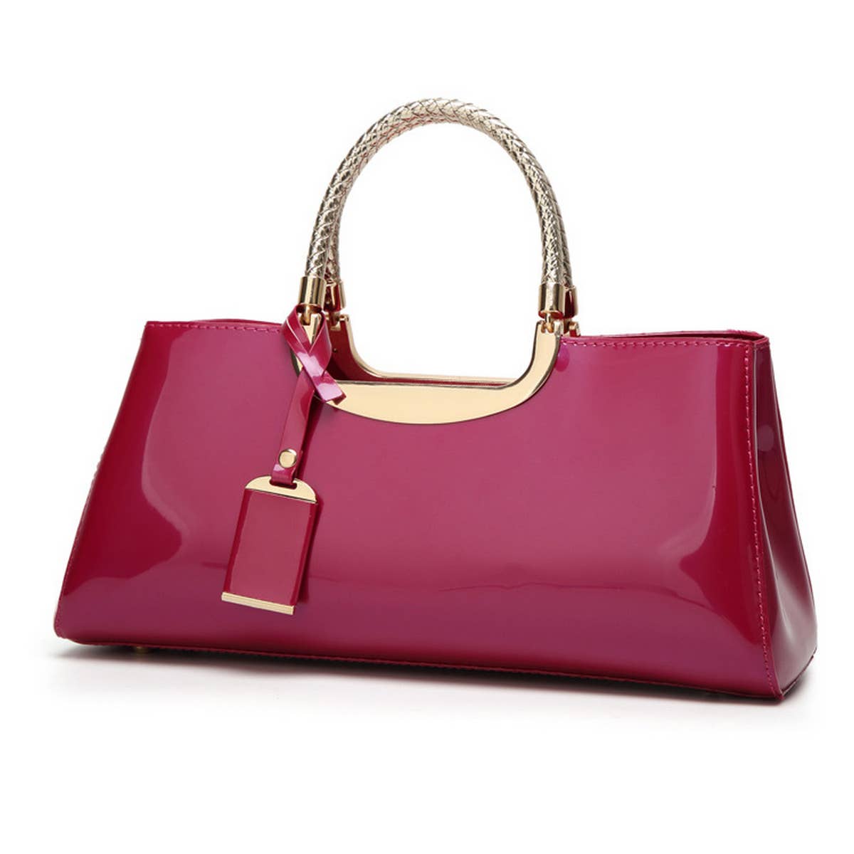 FASHIONABLE EVENING GLOSSY PATENT LEATHER TOTE_CWAB2635