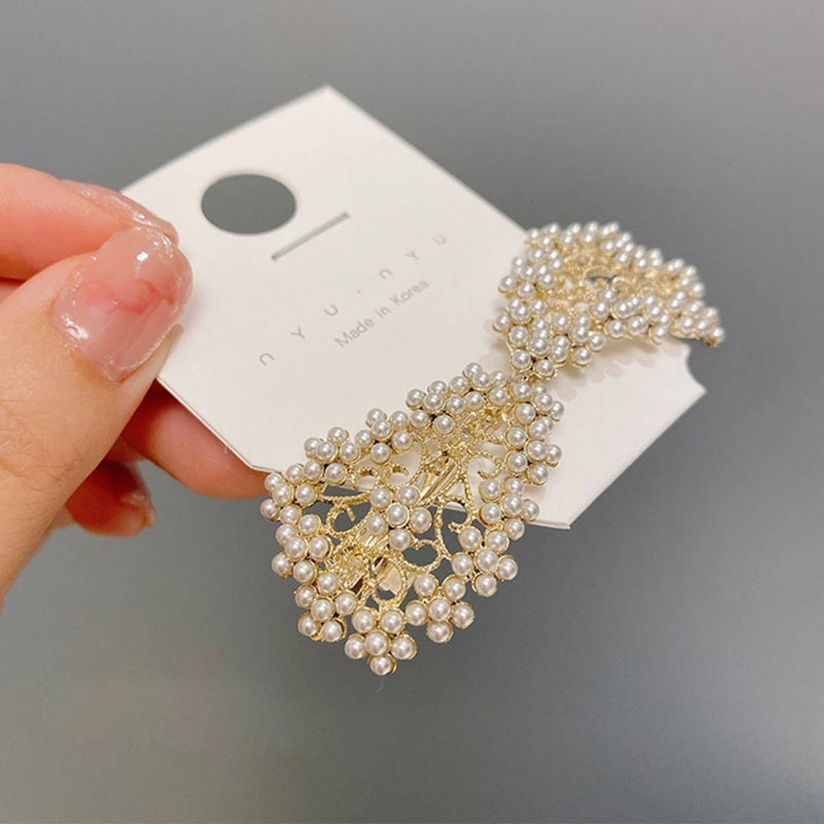 SPRING CLIP HAIRPIN PEARL BOW SIDE CLIP TOP CLIP_CWAHA4796