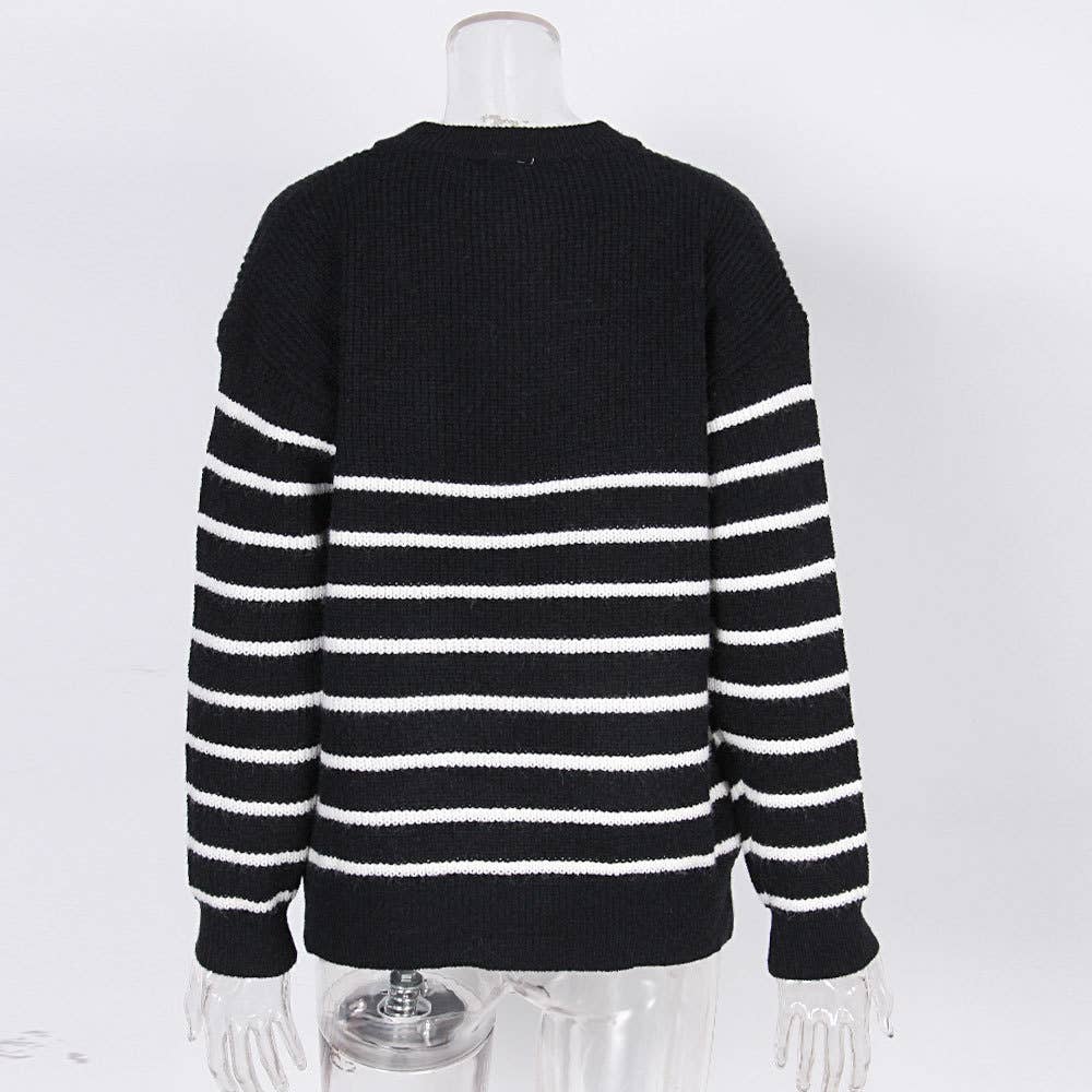 STRIPED ZIP-UP PULLOVER WITH MATCHING COLORS