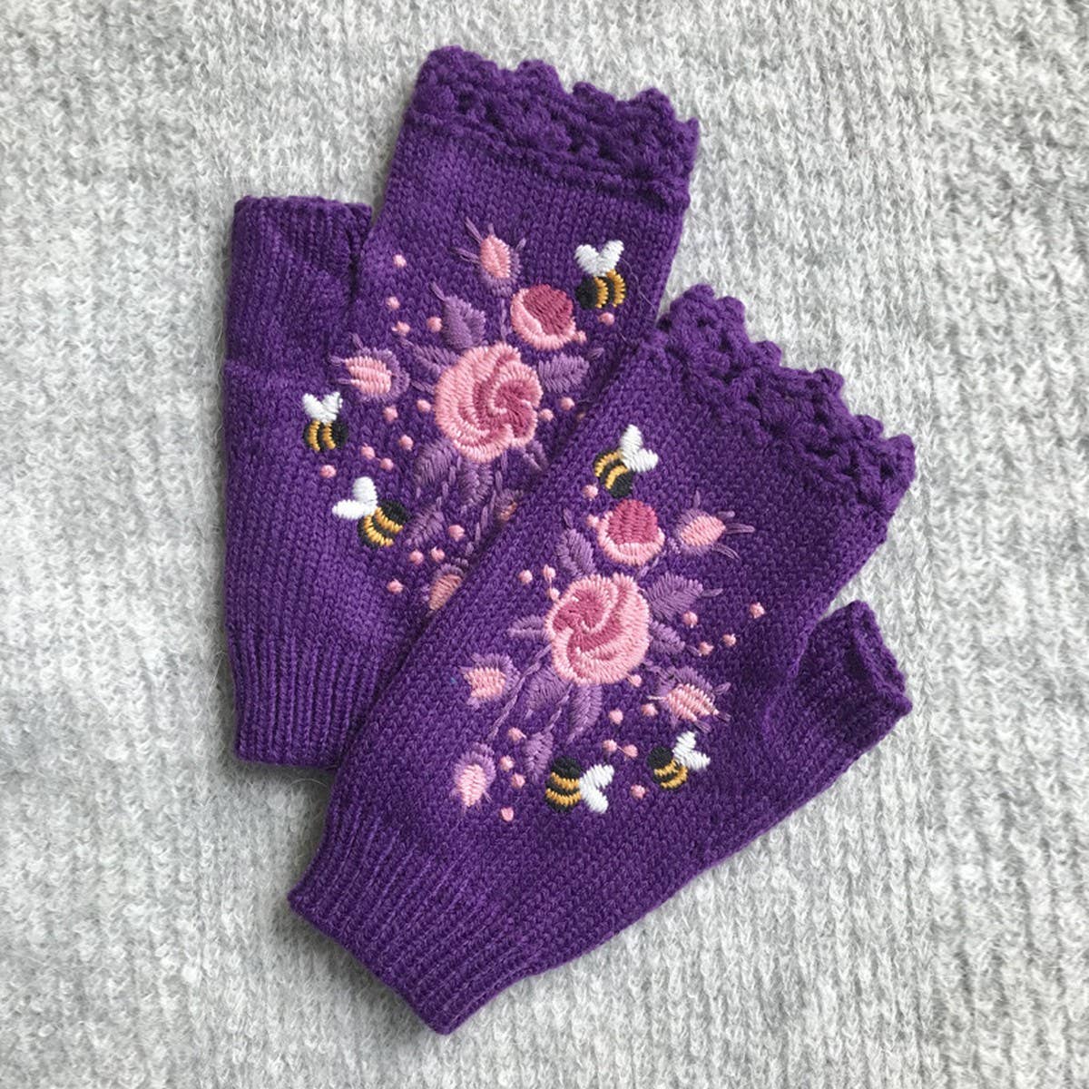 Knit Winter Gloves ? Bee & Blossom Embroidery