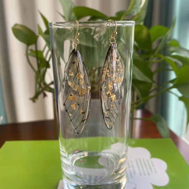 S925 Silver Cicada Wing Wing Butterfly Earrings