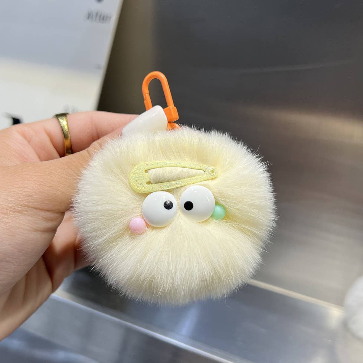 CUTE HAIRPIN SMALL FUR BALL KEYCHAIN PENDANT