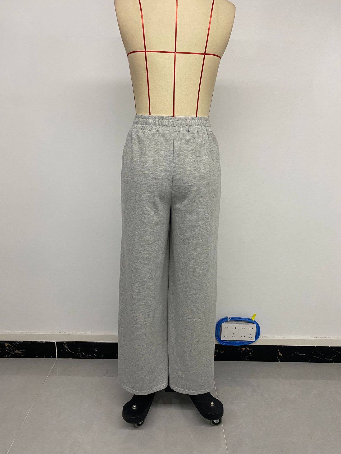 V-shaped high-waisted patchwork wide-leg pants