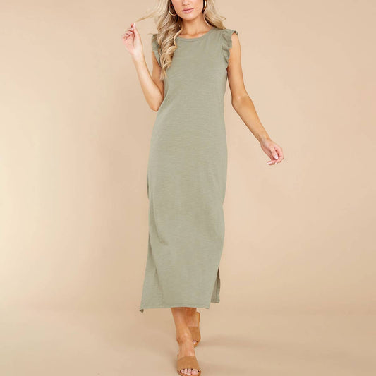 A-line knitted dress with wooden ears_CWDMD2312