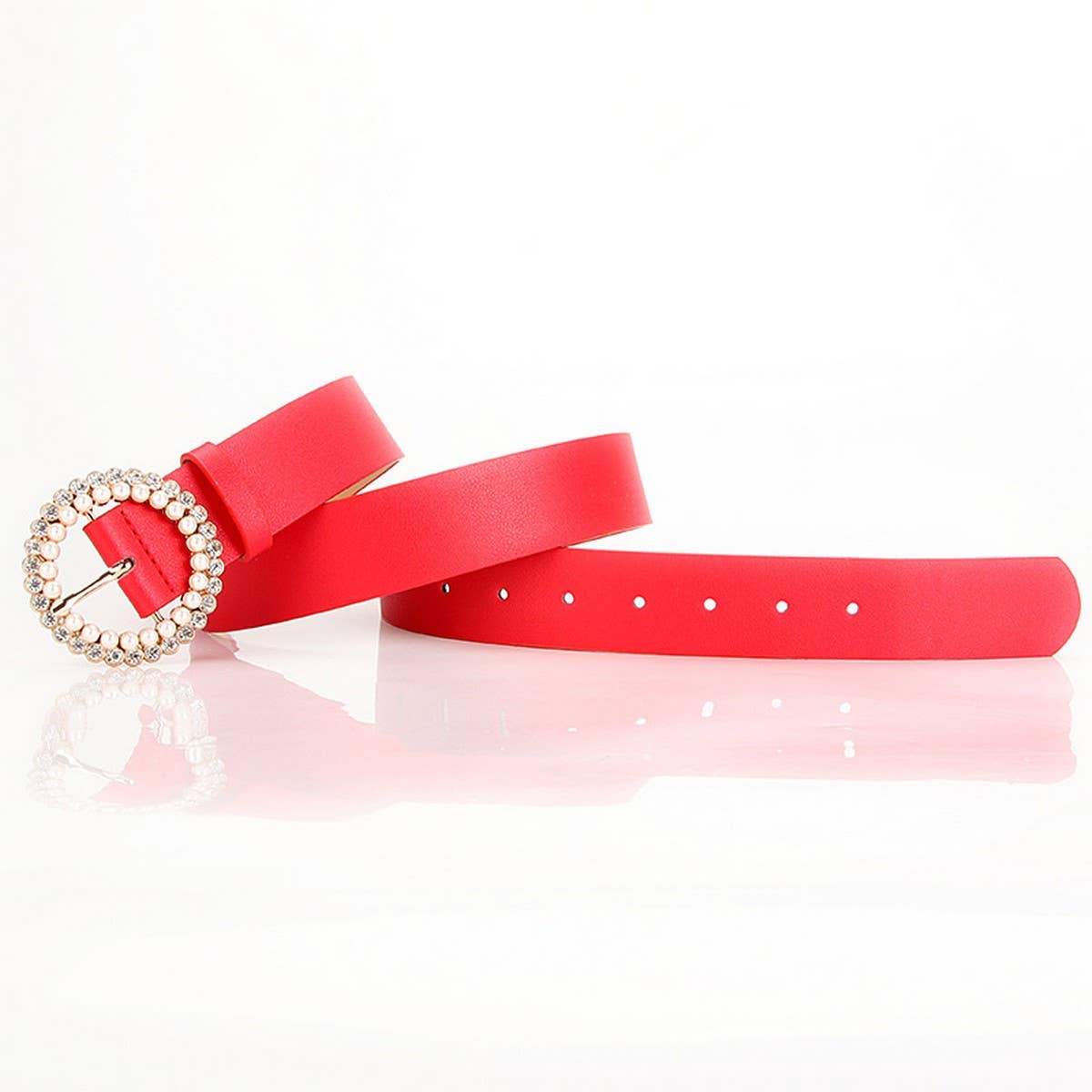 CLASSIC VINTAGE ROUND RHINESTONE PEARL BUCKLE BELT_CWABE0400