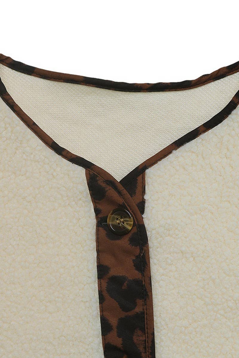 CWOCO00175_CASUAL LEOPARD PRINT CONTRAST CREW NECK JACKET