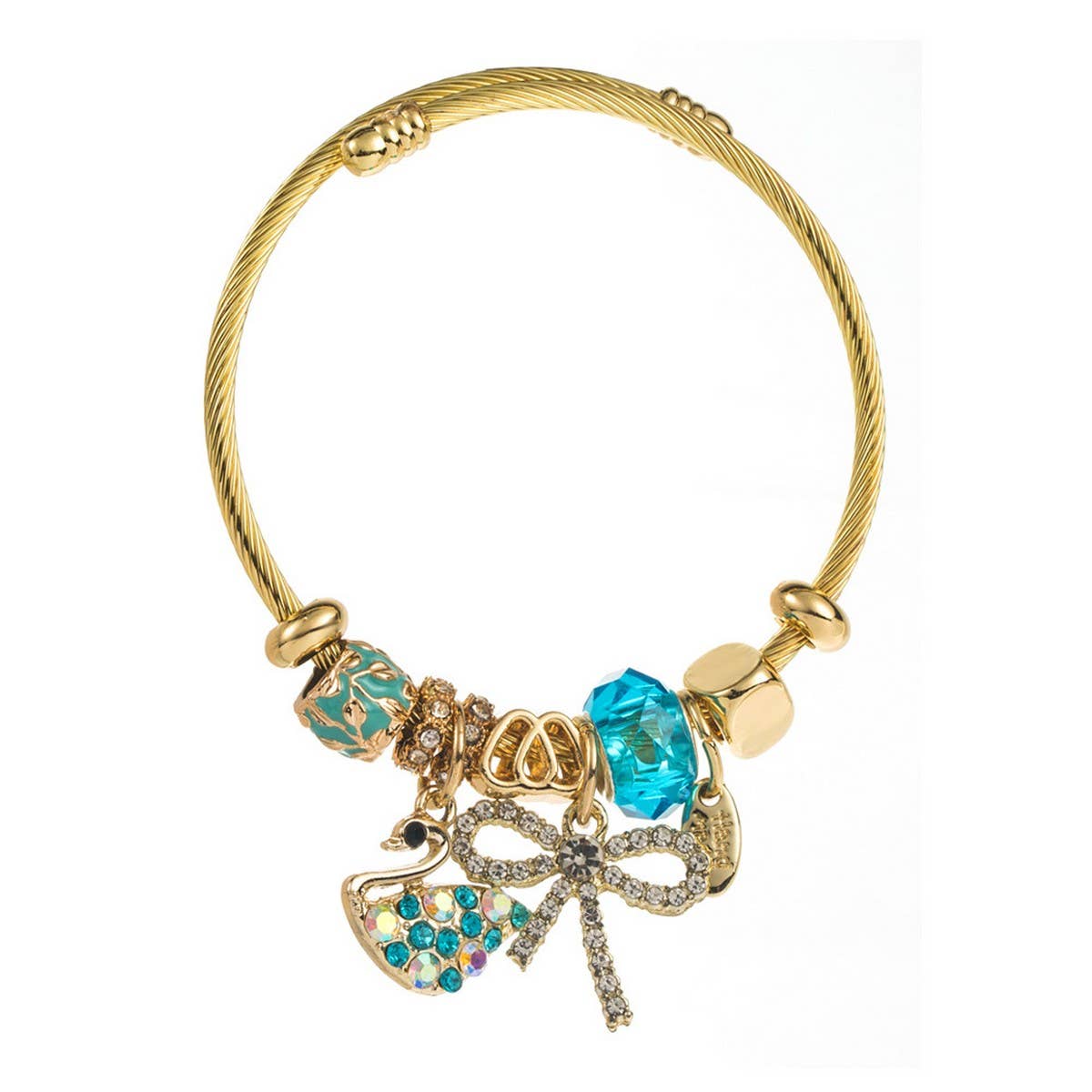 Fairy Style Swan Bow Rhinestone Couple Bracelet_CWMM8562