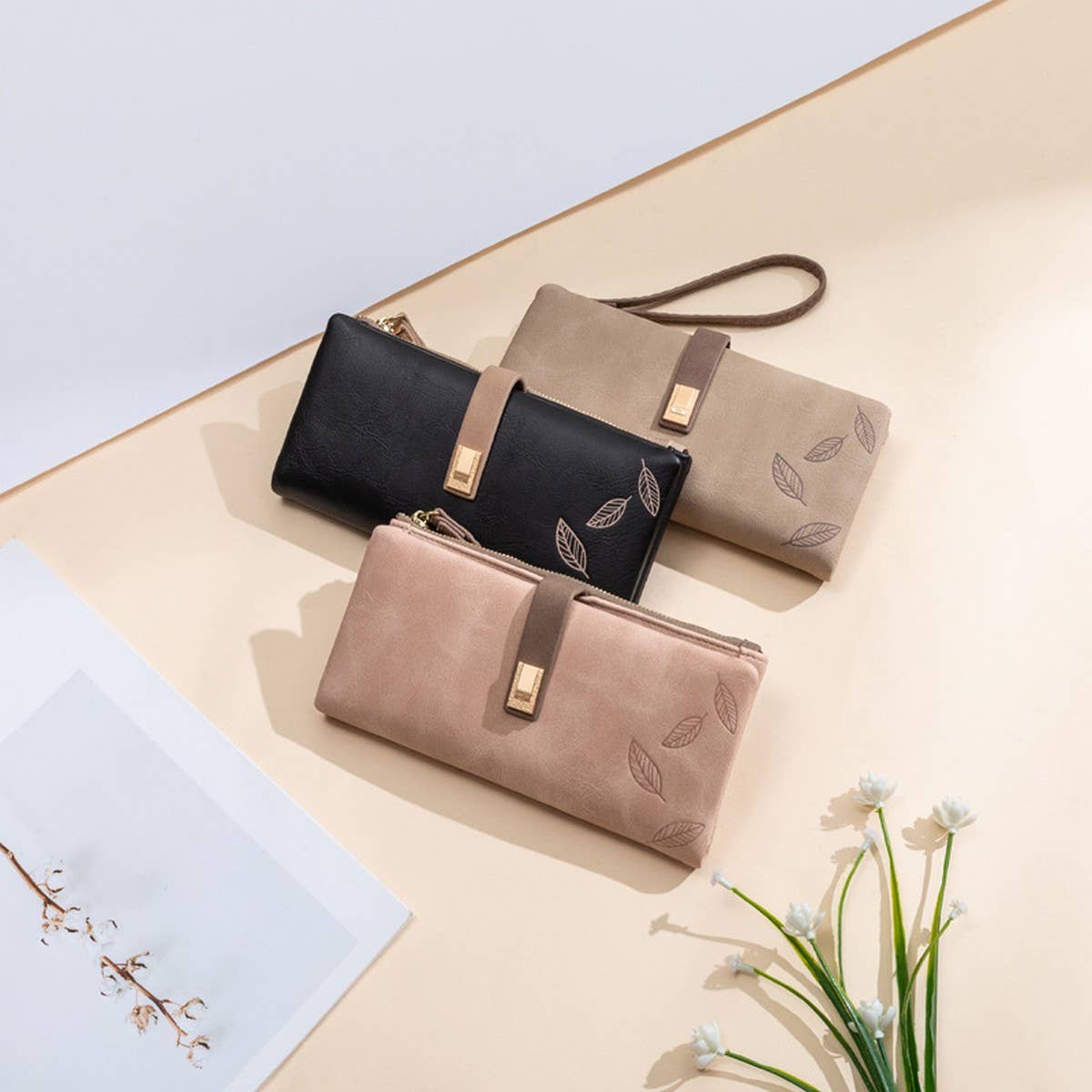 WOMEN'S LONG VINTAGE MATTE ZIP CLUTCH_CWAB2330