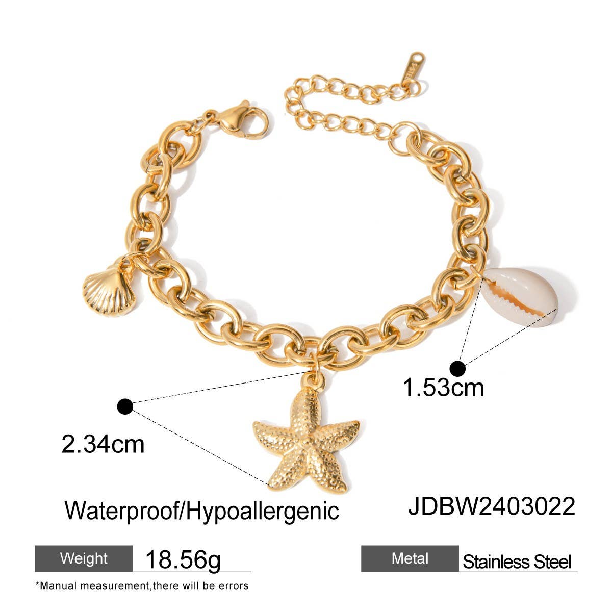 Starfish Zircon Bracelet in Titanium Steel_CWAJE4622