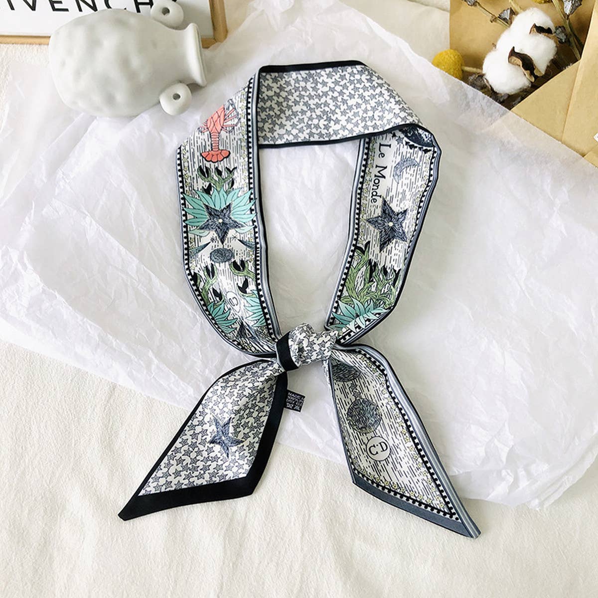 Mystic Tarot Pattern Long Ribbon Neck Hair Tie