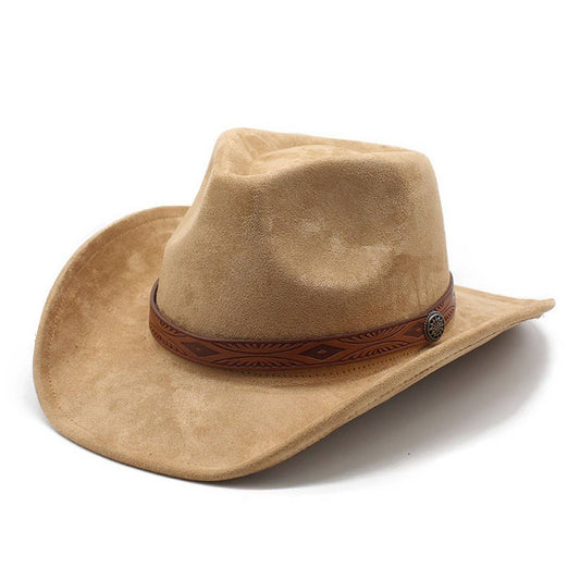 UNISEX ROLLED BRIM JAZZ HAT SIMPLE SUEDE ETHNIC HAT_CWAH2501
