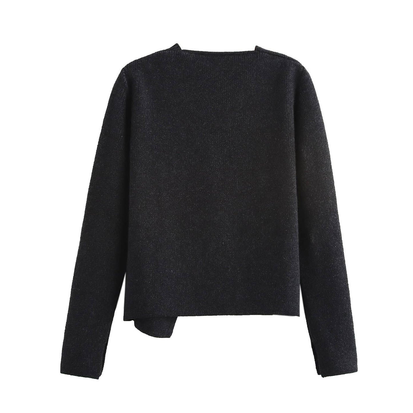 Wool blend cardigan with cuff opening design