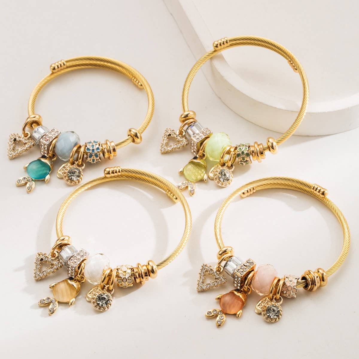 Stylish Stainless Steel Bracelet with GoldfishCharm_CWMM8582