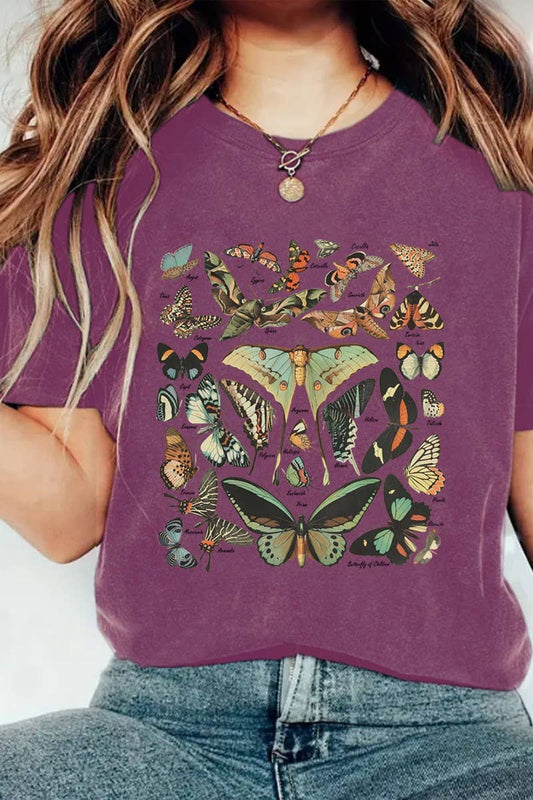 Cwtts1131_Round Neck Graphic Print Short Sleeve T-Shirt