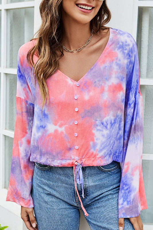 Cwttl2025_Fashion Tie-Dye Casual Single-Breasted T-Shirt