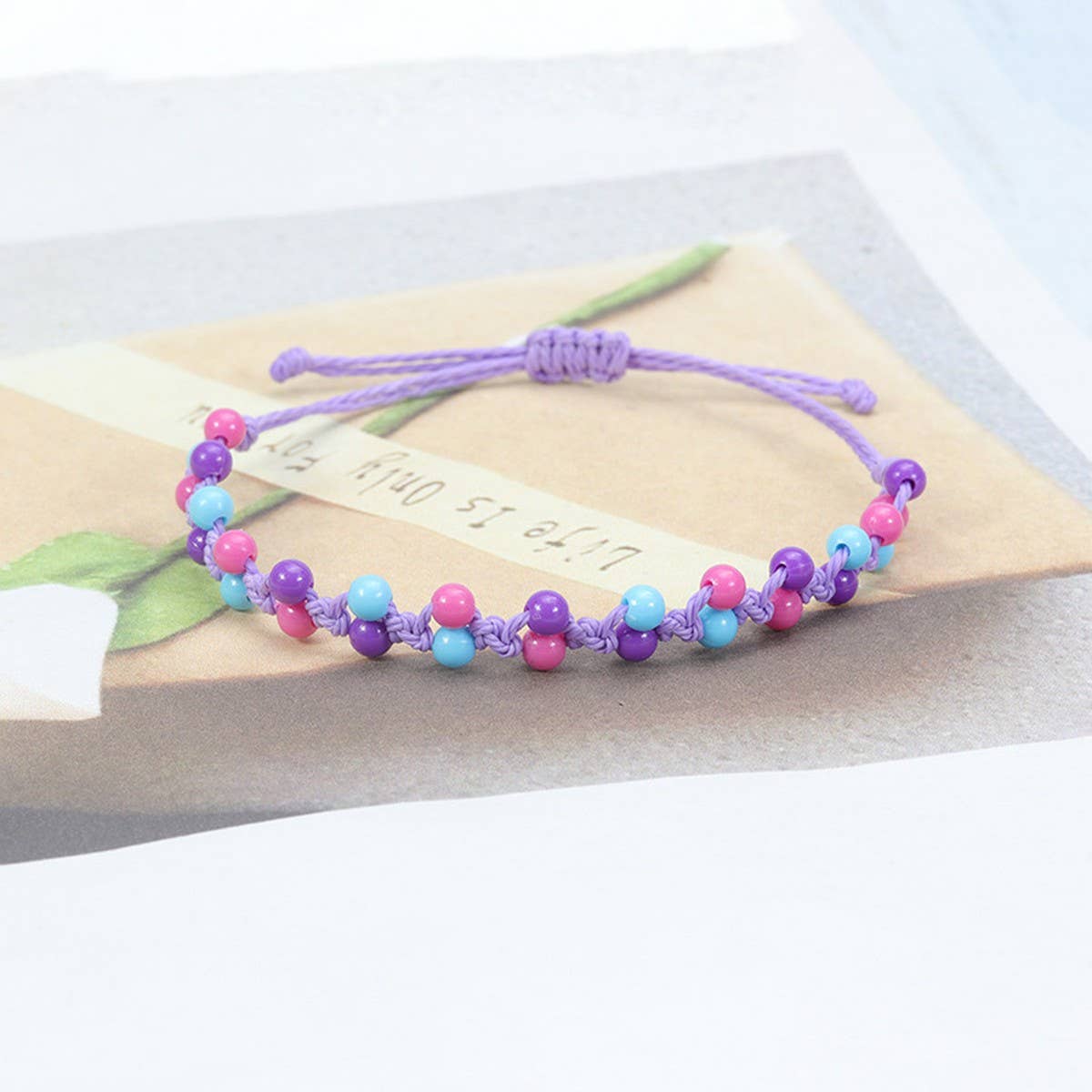 MACARON COLORED BEAD WOVEN BRACELET