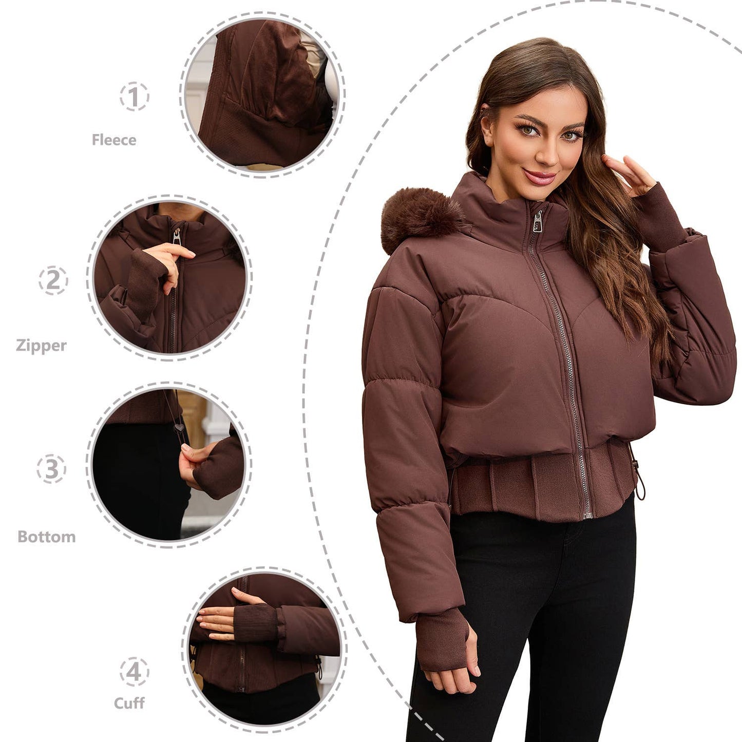 Thick cotton-padded jacket with a cinched waist
