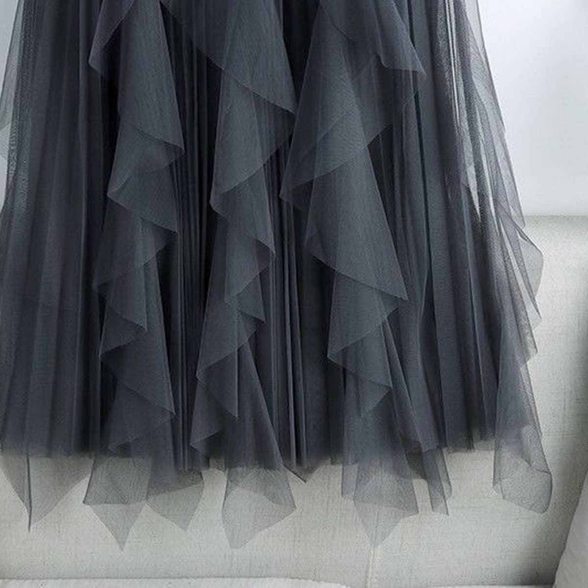 TULLE SKIRT MID-LENGTH HIGH WAIST PLEATED SKIRT