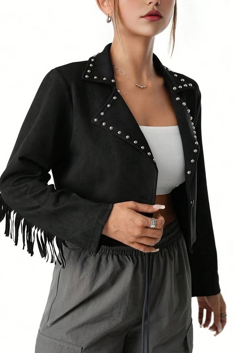 CWOCAL2298_WESTERN COWBOY STYLE CROPPED JACKET WITH FRINGE