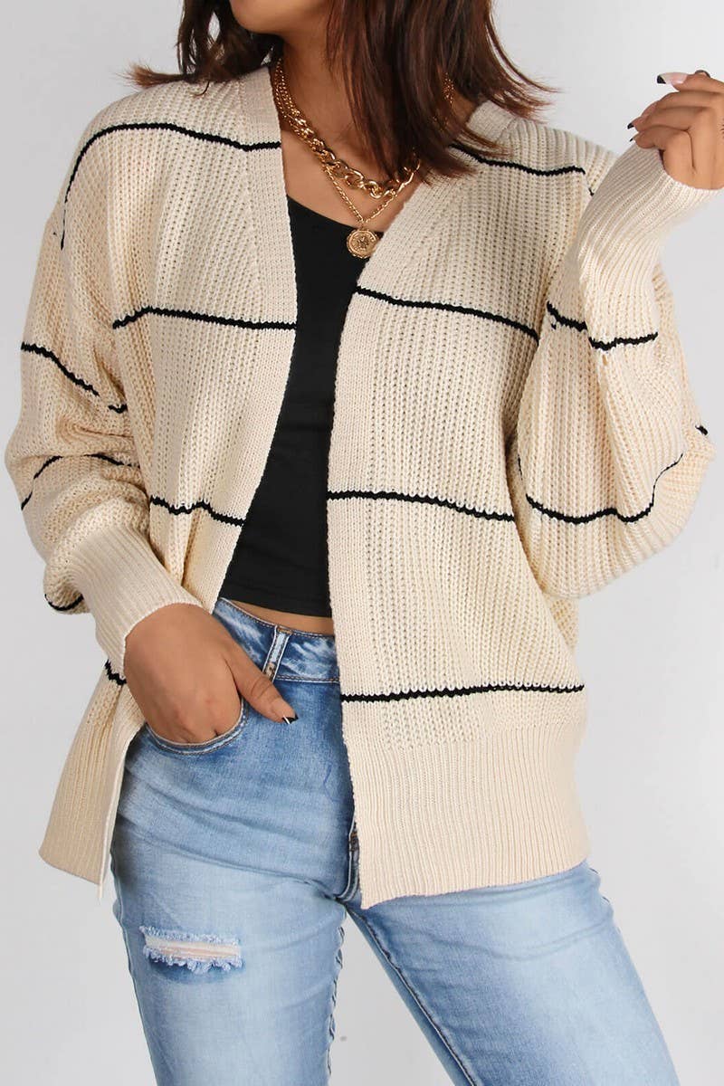 Women's short loose knit cardigan coat