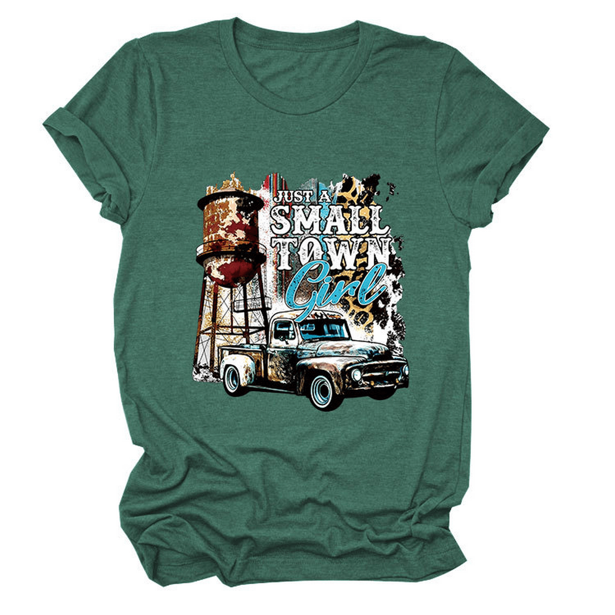 Just a Small Town Girl Print T-Shirt ??Loose Fit_CWTTS1525