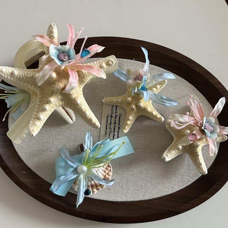 Shell starfish grabber beach hair accessory