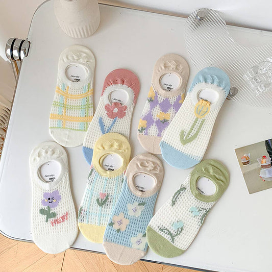WOMEN CARTOON INVISIBLE HOLLOW SOCKS