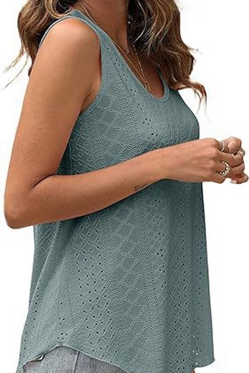 Cwttsl0235_Round Neck Sleeveless Knit Top