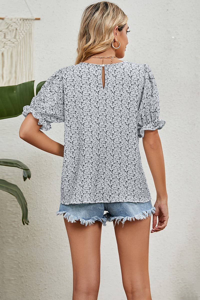 Cwtts0755_Round Neck Short Sleeved Top