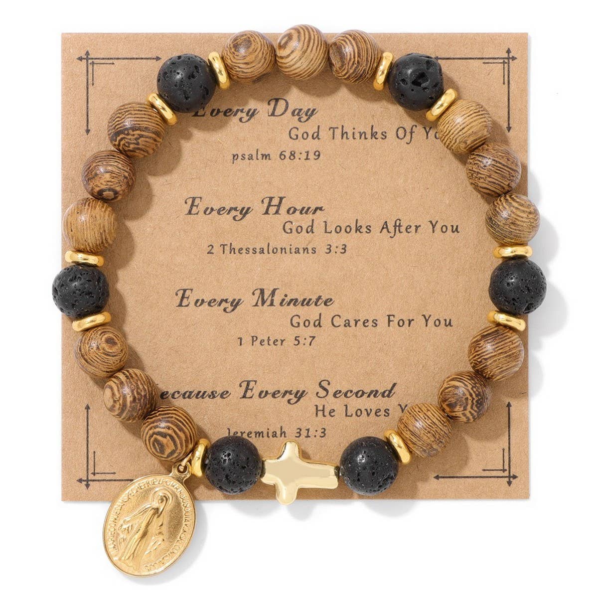 CROSS WOODEN BEADS RETRO SIMPLE BRACELET