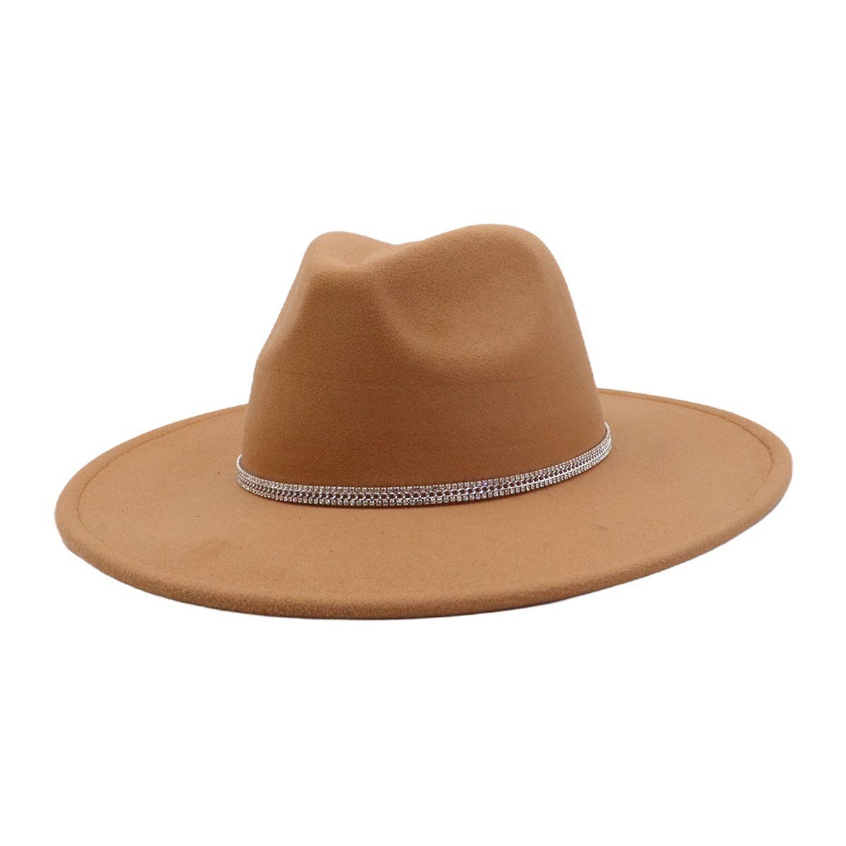 Unisex Wool Fedora Hat Ethnic Flat Brim Style_CWAH04402