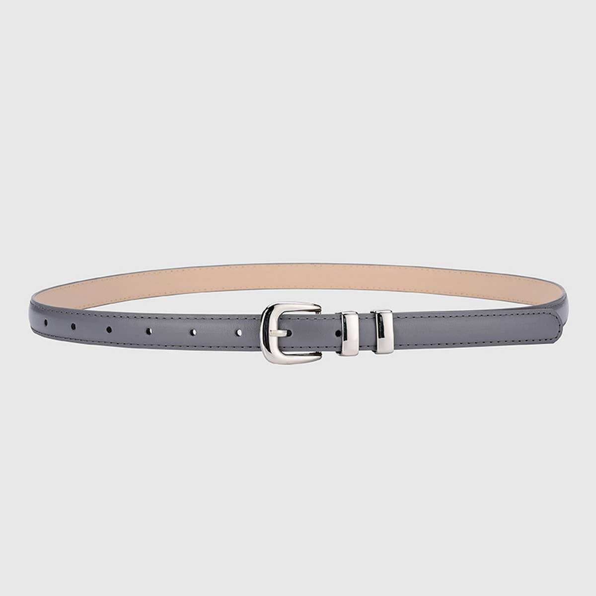 CWABE0877_SIMPLE SILVER BUCKLE DECORATIVE THIN BELT