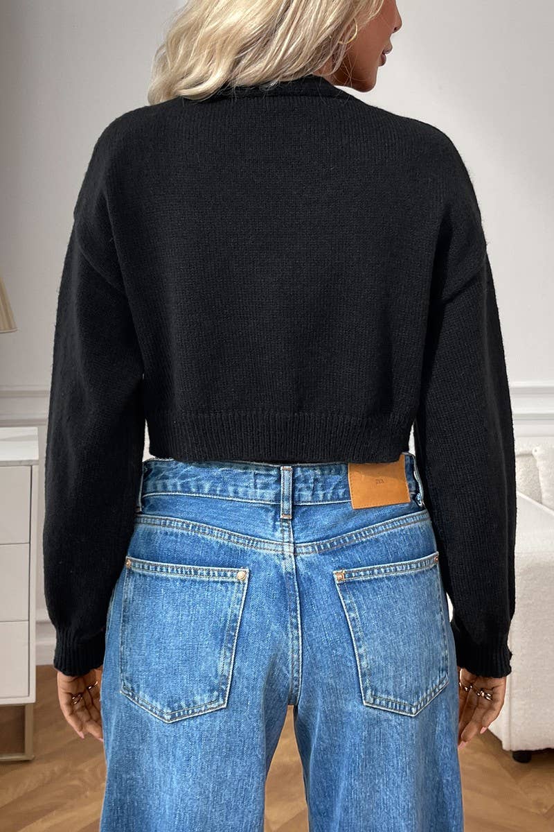 CWOCAL2359_STRAWBERRY KNIT BUTTON CARDIGAN SWEATER