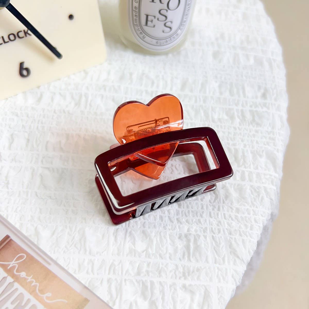 Heart Acetate Hair Claw - Minimalist Chic Clip_CWAHA1596