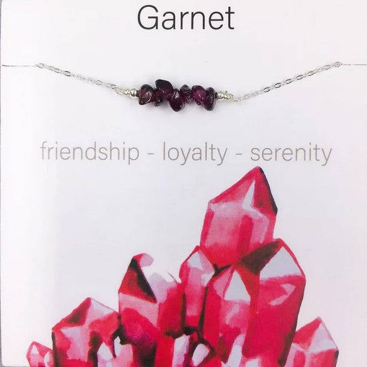 SILVER CHAIN NATURAL STONE NECKLACE WITH CARD