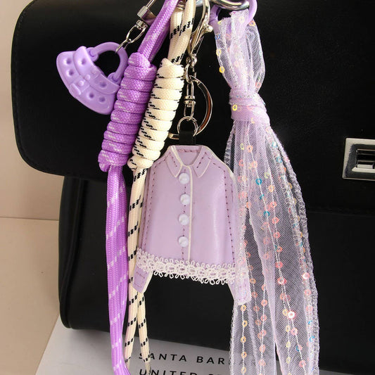 Fashion Mini Purple Lace Shirt Keychain_CWMM7828