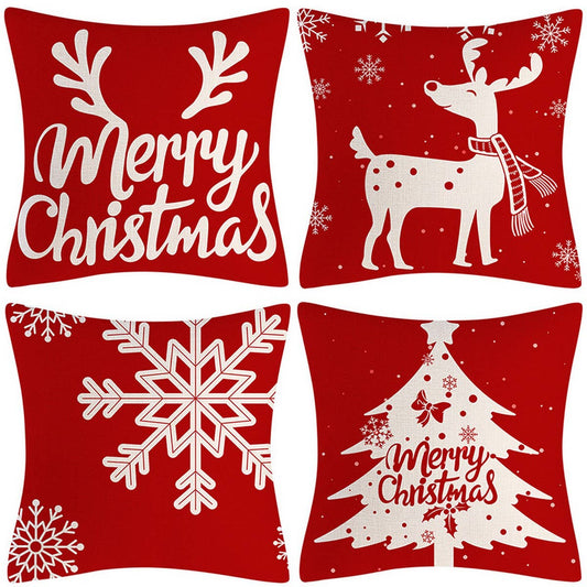 RED SNOWFLAKE ELK PILLOWCASE_CWMM1379