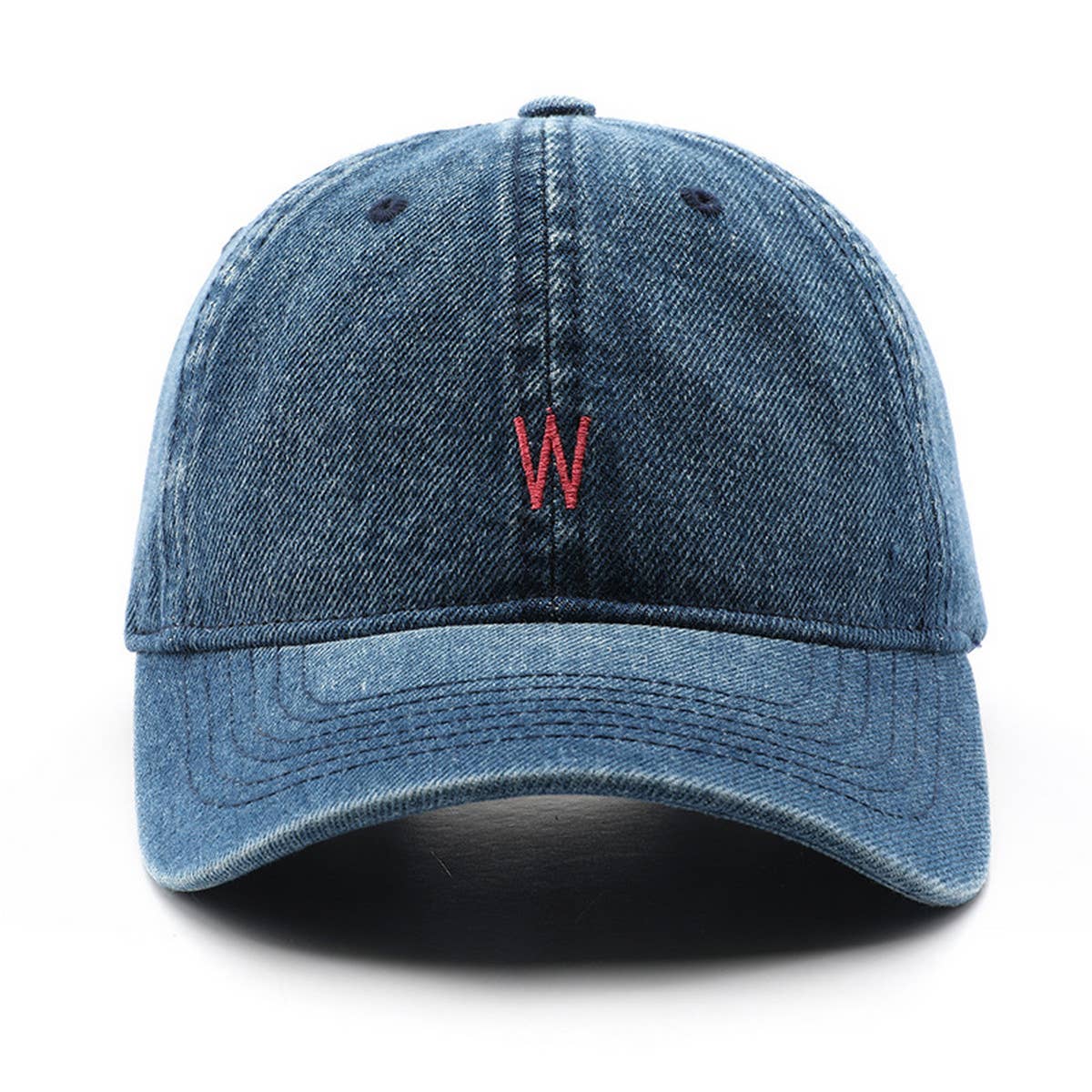 CWAH3213_VINTAGE DENIM LETTER EMBROIDERY BASEBALL CAP
