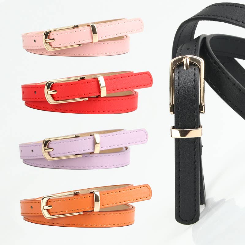 Multi-color alloy pin buckle thin waist belt