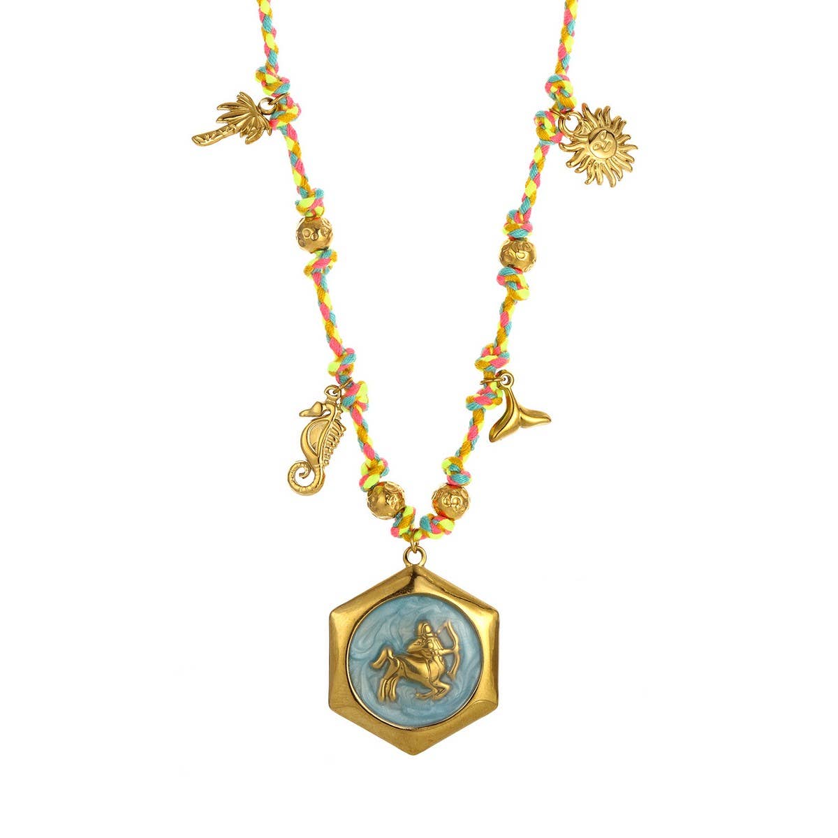 Handmade Zodiac Necklace with Enamel Charms