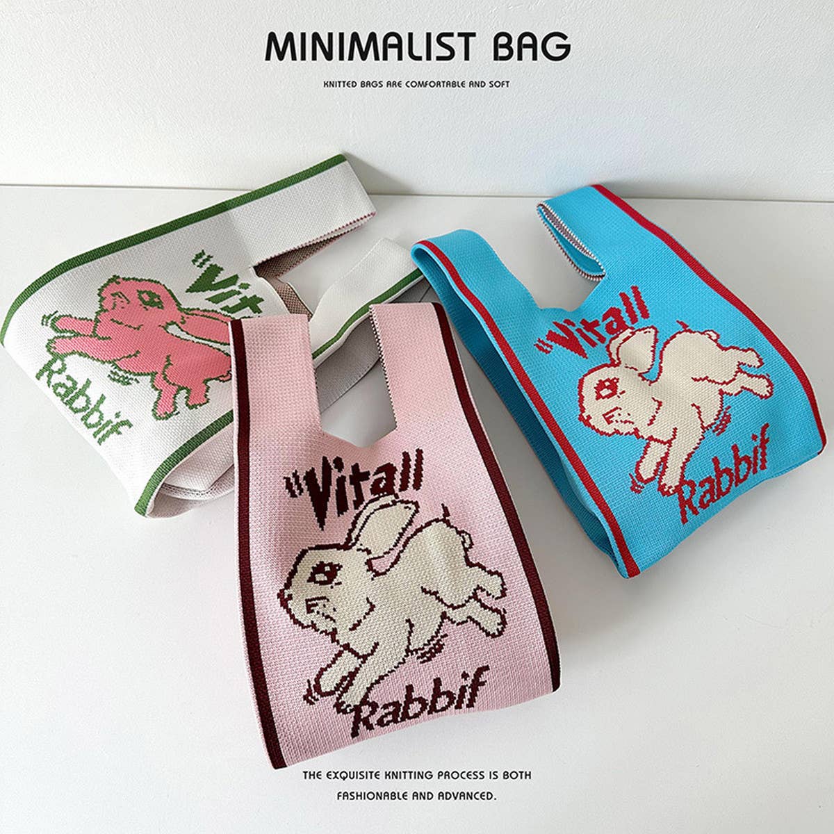 CUTE RABBIT KNITTED SHOULDER TOTE BAG_CWAB1527