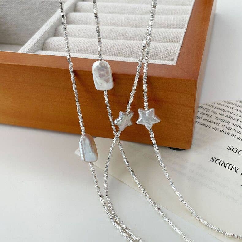 Niche design star-shaped Baroque pearl necklace