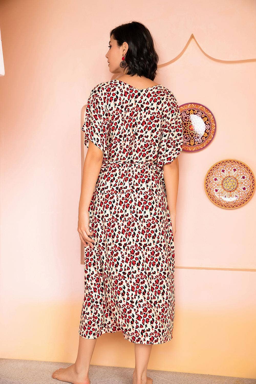 RAYON COTTON LONG FLORAL V-NECK NIGHTDRESS