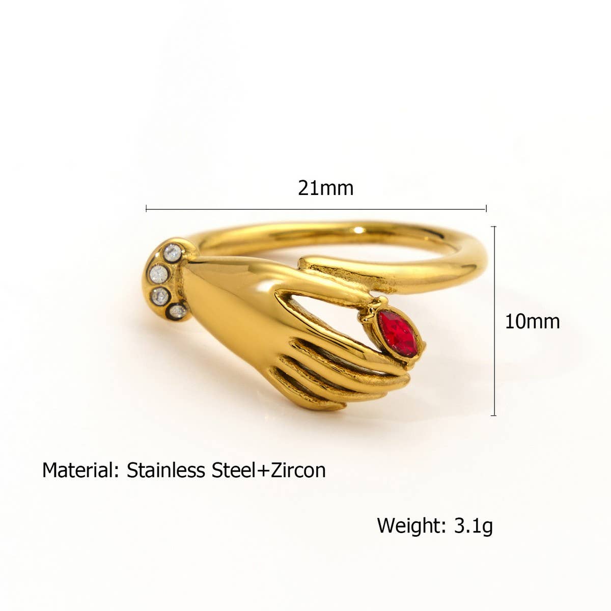 Geometric CZ Steel Ring with Luxe Gloss Finish